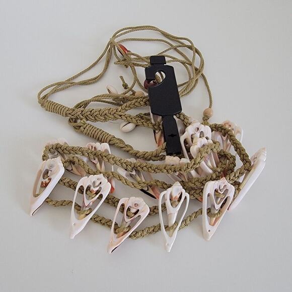 Handmade Seashell Belt Natural Shell and Braided Cord Adjustable Boho New - Picture 2 of 11